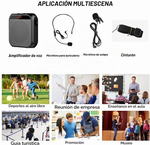 Vista 8 de Amplificador de voz portátil para profesores, micrófono recargable