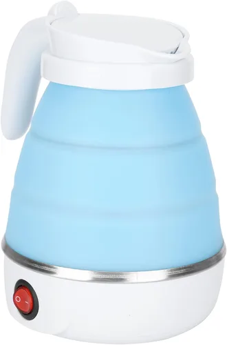 Vista 6 de Hervidor eléctrico plegable de viaje de 20.3 fl oz, hervidor eléctrico de silicona de grado alimenticio, hervidor eléctrico pequeño agua de Azul