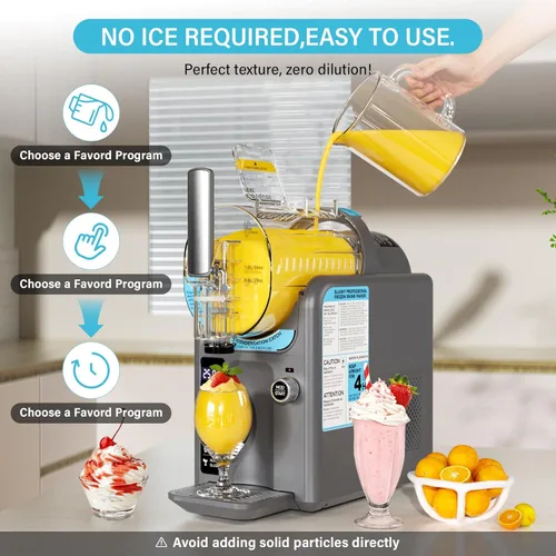 Vista 4 de Máquina de helados para granizado para el hogar, máquina para granizar, máquina de bebidas congeladas, no necesita hielo, autolimpieza, 5 preajustes