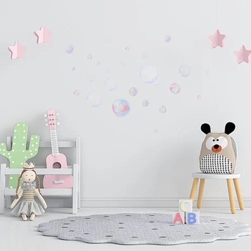 Vista 3 de VOSAREA Calcomanías de pared de burbujas para decoración de baño, calcomanías impermeables con tema oceánico para niños, cuarto de bebé, cuarto