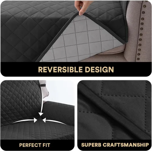 Vista 7 de PrinceDeco Funda de sofá para perros, lavable y reversible, apta para mascotas, resistente al agua, protector de muebles con correas elásticas