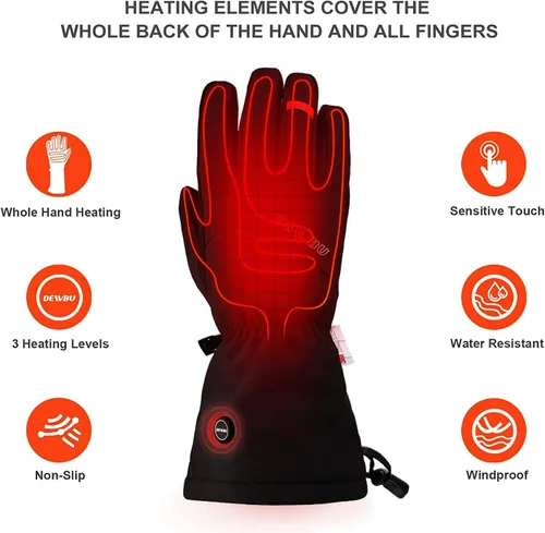 Vista 2 de DEWBU Heated Gloves with Battery Pack, Rechargeable Electric Gloves for Women and Men, Waterproof Heated Work Gloves