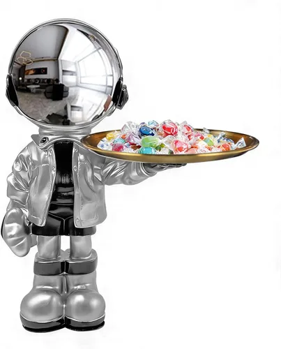Vista 10 de Estatuas de astronauta Dosker, escultura de hombre espacial de poliresina, regalos de arte en azul claro, adorno de figura para decoración