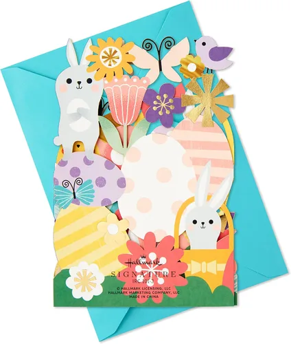 Vista 7 de Hallmark Tarjeta de Pascua exhibible (flores y conejitos plegables de acordeón)