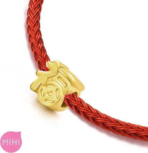 Vista 2 de CHOW SANG SANG 999 24K Solid Gold Mini Charm Lucky Chinese Character Blessing Charm Bracelet for Women 93082C