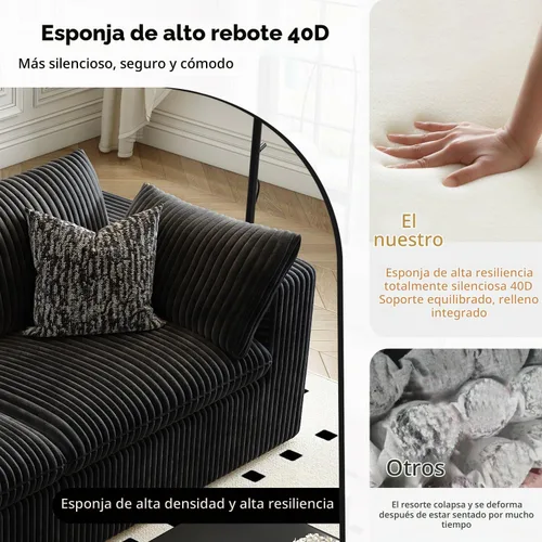 Vista 5 de LoveSeat Cloud Couch Sofá Seccional Modular para Sala de Estar, Sofá Moderno con Asiento Profundo, Sofá de 2 Plazas Sin Huesos con Otomana, Cómodos