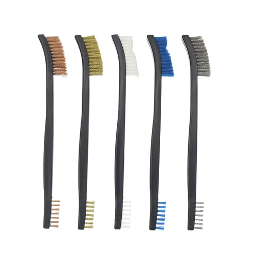 Vista 2 de Paquete de 10 cepillos de limpieza multiusos de doble punta para pistolas de 7 pulgadas, cepillos de cerdas de nailon de acero y latón (5 tipos)
