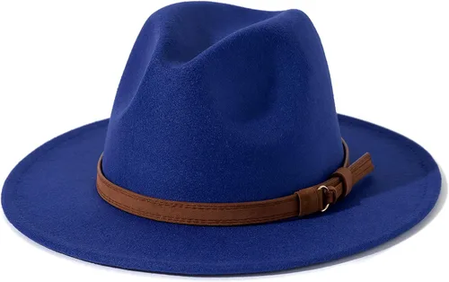 Vista 7 de Lisianthus Sombrero Fedora de ala ancha vintage para hombre y mujer con hebilla de cinturón Negro