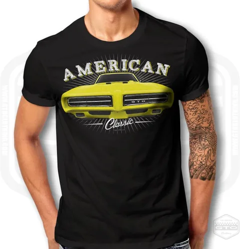 Vista 4 de 1969 GTO Tribute - Camiseta para hombre, color negro, idea de regalo para fanáticos del coche americano S-6XL Fabricado en Estados Unidos