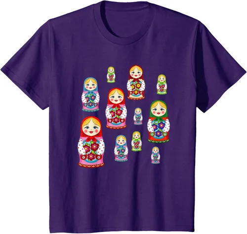 Vista 22 de Rusia - Camiseta de juguete retro para niños, diseño de muñecas rusas
