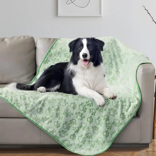 Vista 26 de Stuffed Manta Premium Suave para Perro Pequeña Beige, con Franela Beige Lindo Estampado de Huellas, 24 x 32 pulgadas, Manta para Gatos Suministros
