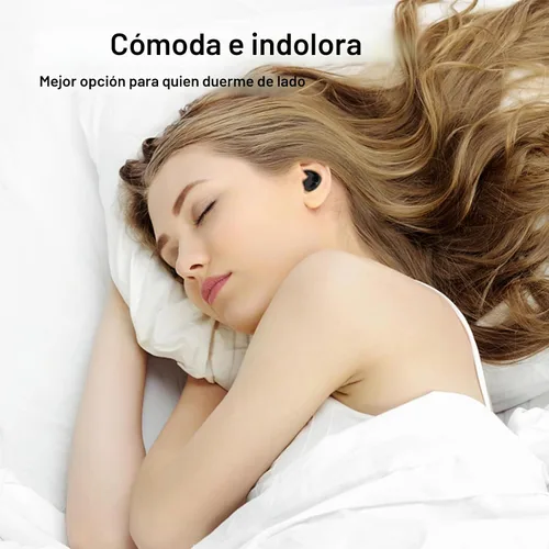 Vista 2 de Audífonos inalámbricos invisibles para dormir, audífonos para dormir de lado, micrófono integrado, auriculares para dormir con estuche de carga Negro