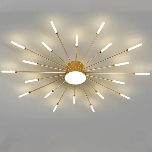 Vista 15 de Lámpara de techo LED regulable de 32 pulgadas, 12 luces de techo, lámpara de techo empotrada, iluminación de interior dorada para sala de estar, 12