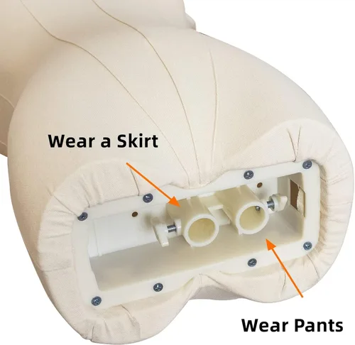 Vista 4 de Maniquí femenino con cuerpo de maniquí con soporte de metal plateado desmontable para ropa, vestido y joyería, altura ajustable de 50 a 70 pulgadas