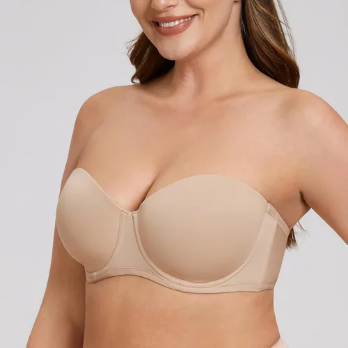 Vista 3 de MELENECA Sujetador sin tirantes para mujer para busto grande y espalda alisado talla grande con aros