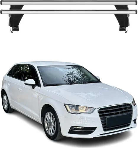 Vista 16 de OMAC Portaequipajes de techo liso para Audi A3 2005-2012 3Dr negro / barras transversales de techo de automóvil de carga de 110 libras - Aluminio