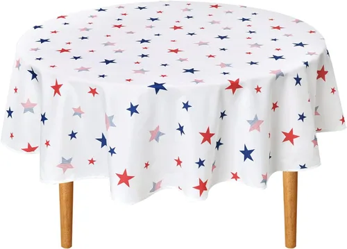 Vista 10 de DWCN Mantel patriótico cuadrado del 4 de julio, impermeable, resistente a las manchas, con patrón de estrellas, lavable para el Día de los Caídos