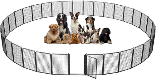 Vista 12 de Corralito para perros al aire libre, 40 pulgadas, 48 paneles, valla para perros con puerta extra ancha, corral para mascotas sin tropiezos, corral