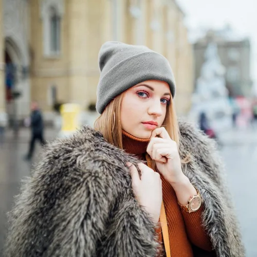 Vista 3 de Gorro de punto 100% de algodón para mujeres y hombres, gorro de invierno holgado con puños para mujer, gorro de esquí cálido