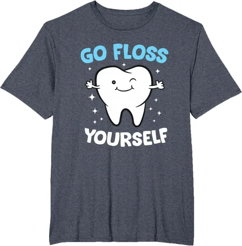 Vista 81 de Camiseta higienista dental, asistente dental, Go Floss Yourself dentista, Negro, S