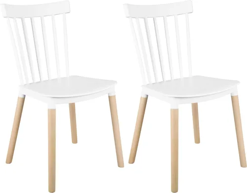Vista 14 de DSW - Sillas de comedor de plástico modernas sin brazos con patas de madera para estar, dormitorio, cocina, comedor, sala de espera, restaurantes