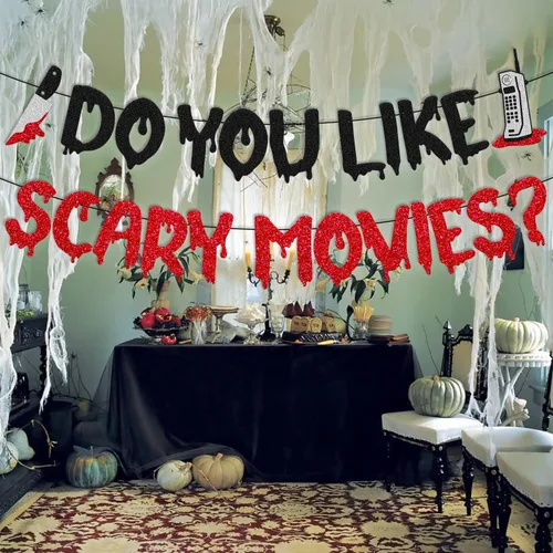 Vista 5 de Decoración de fiesta de noche de película, pancarta de películas de terror en santidad decoración de fiesta nocturna Have a Killer Scream Party