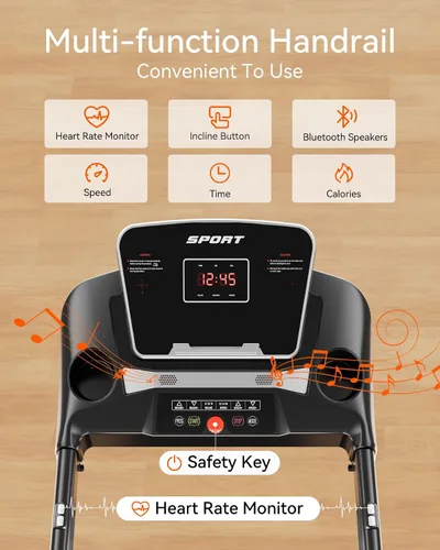 Vista 4 de LIJIUJIA Treadmills for Home, Folding Treadmill with 15% Auto Incline, 3.0HP Walking Pad Treadmill, 300 lbs Capacity, Max Speed 6.2 MPH, Bluetooth