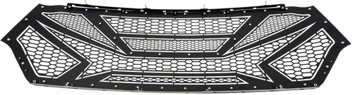 Vista 2 de APS Compatible con Ram 1500 2019-2024 Laramie Lone Star Big Horn Tradesman Principal Superior Acero Inoxidable Negro Corte Láser Rejilla Inserto