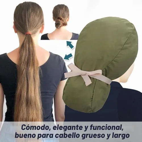 Vista 4 de ABAMERICA Scrub Caps for Women Surgical Caps Nurse Hat Functional Ponytail Holder for Long Hair Single or Satin-Lined A- 72 Verde satinado