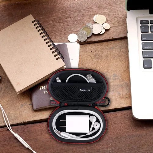 Vista 7 de Smatree Funda rígida para auriculares compatible con BeatsX, Beats Flex, Powerbeats2, Powerbeats3, auriculares deportivos Bluetooth, funda de Negro