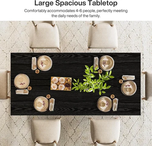 Vista 6 de Tribesigns Mesa de comedor de 63 pulgadas para 4-6, mesa de cocina de granja con pedestal resistente, muebles rectangulares de madera para el hogar