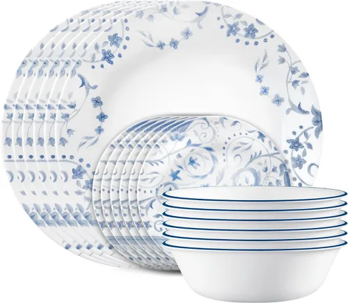 Vista 14 de Corelle Vitrelle - Juego de vajilla de vidrio de 18 piezas para 6, juego de platos y cuencos de vidrio de triple capa resistente a las grietas y a