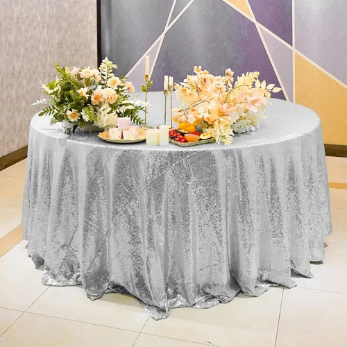 Vista 37 de Mantel de lentejuelas de 60 x 102 pulgadas, azul bebé, para boda, fiesta, despedida de soltera, rectangular
