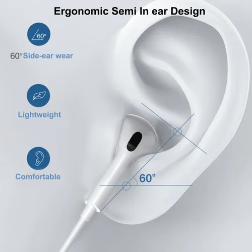 Vista 5 de Paquete de 3 auriculares USB C [certificados MFi], auriculares tipo C, auriculares estéreo HiFi con cable, auriculares intraurales magnéticos