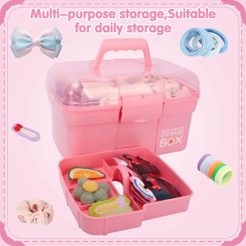 Vista 4 de TERGOO Caja organizadora multiusos de 11 pulgadas con bandeja extraíble, organizador portátil de manualidades pequeño con asa, caja de herramientas