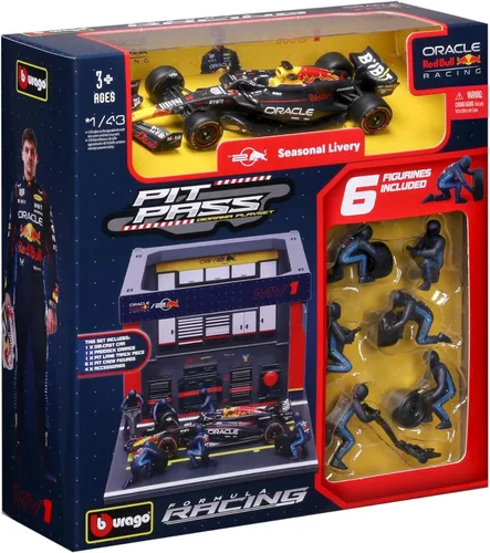 Vista 5 de Bburago 1:43 2024 Race Oracle Red Bull RB20 Pit Pass, Verstappen #1