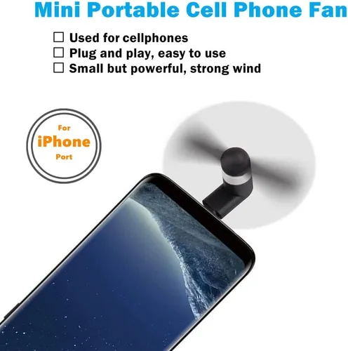 Vista 5 de Ventilador de teléfono celular para iPhone, compatible con iPhone 4/5/6/6S/7/8 Plus, X, XS Max, XR, 11/12/13/14 Mini Plus Pro Max SE 2/3,