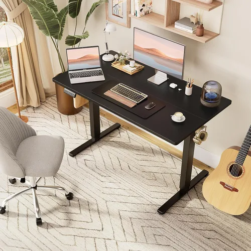 Vista 2 de Smug Escritorio de pie de altura ajustable de 40 pulgadas, mesa de computadora eléctrica para sentarse, de pie, mesa de computadora ergonómica