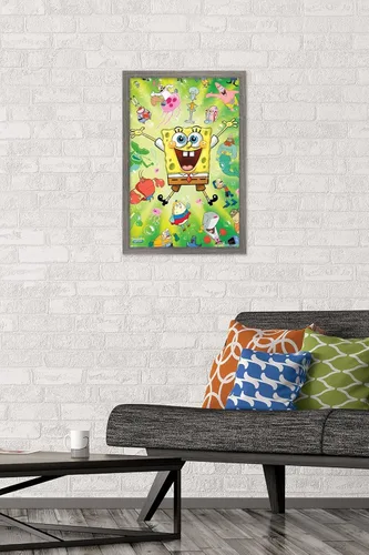 Vista 2 de Trends International Nickelodeon Bob Esponja - Póster de pared de explosión, 14.725 x 22.375 pulgadas, versión enmarcada de madera de granero