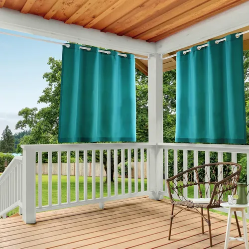Vista 38 de Town & Country Basics Cabana - Cortinas pesadas para interiores y exteriores, opacidad de filtrado de luz con ojales en la parte superior, repelente