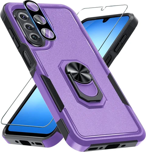 Vista 11 de Janmitta Funda compatible con Samsung Galaxy A14 5G con protector de pantalla + protector de lente de cámara, funda resistente de servicio pesado