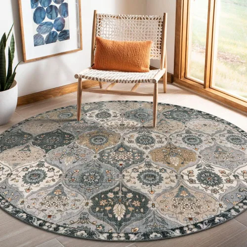 Vista 58 de Lahome - Alfombra marroquí antideslizante y lavable, pequeña alfombra oriental para dormitorio, cocina, entrada, baño, entrada, 61 x 91 cm, crema