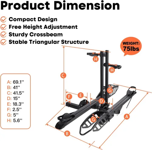 Vista 6 de CRAVOT CyberRack - Soporte para bicicletas eléctricas para 2 bicicletas, con capacidad de 90.7 kg, soporte robusto para bicicletas eléctricas