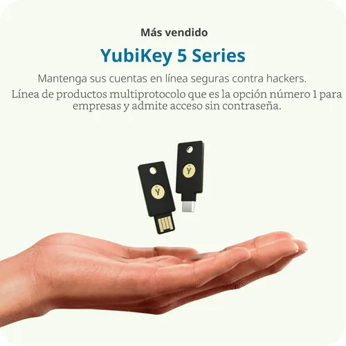Vista 3 de Yubico - YubiKey 5C NFC - Llave de seguridad de autenticación de múltiples factores (MFA) y clave de acceso, conéctese a través de USB-C o NFC
