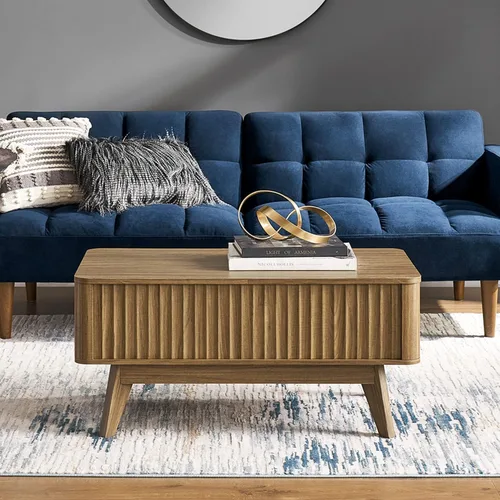 Vista 11 de Mopio Blake - Mesa de centro con tapa abatible y almacenamiento, mesa de centro cuadrada moderna de estilo rústico con parte superior fácil