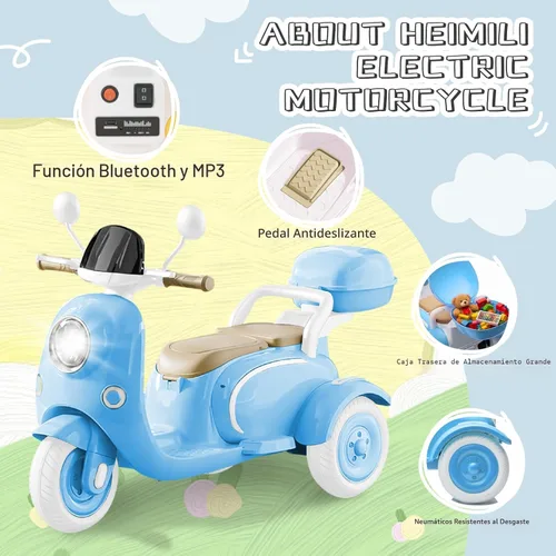 Vista 2 de HEIMILI Motocicleta eléctrica para niños, scooter eléctrico para niños de 3 años, juguete para niñas, scooter de 3 ruedas de 12V para montar