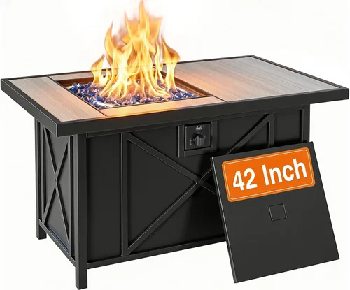 Vista 11 de 42 inch Propane Fire Pit Patio Outdoor Fire Pit Table Large Rectangular
