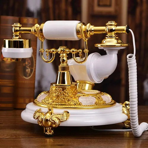 Vista 3 de Teléfono antiguo de estilo europeo Teléfonos antiguos Teléfonos de línea fija con cable Retro Teléfono Vintage Teléfono Pulsador Antiguo Teléfono