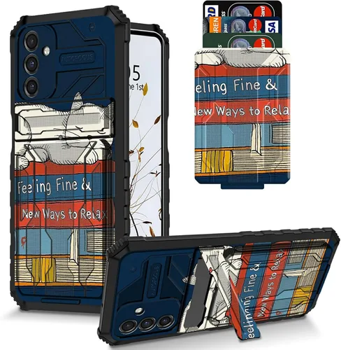 Vista 16 de Funda para Galaxy S21 FE 5G 2022 con soporte, funda de doble capa de policarbonato duro de TPU suave, estampado de vaca, estampado animal
