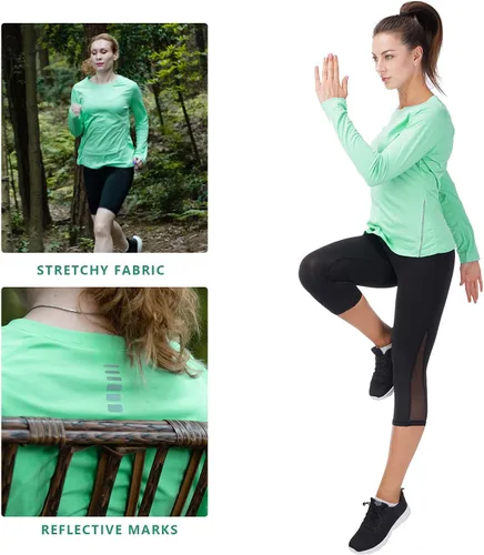 Vista 5 de Costdyne Camisetas de manga larga para mujer, con protección UV, ligeras, de secado rápido, Verde claro